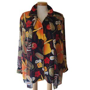 Vintage Flowered Layered Long Sleeve Blouse